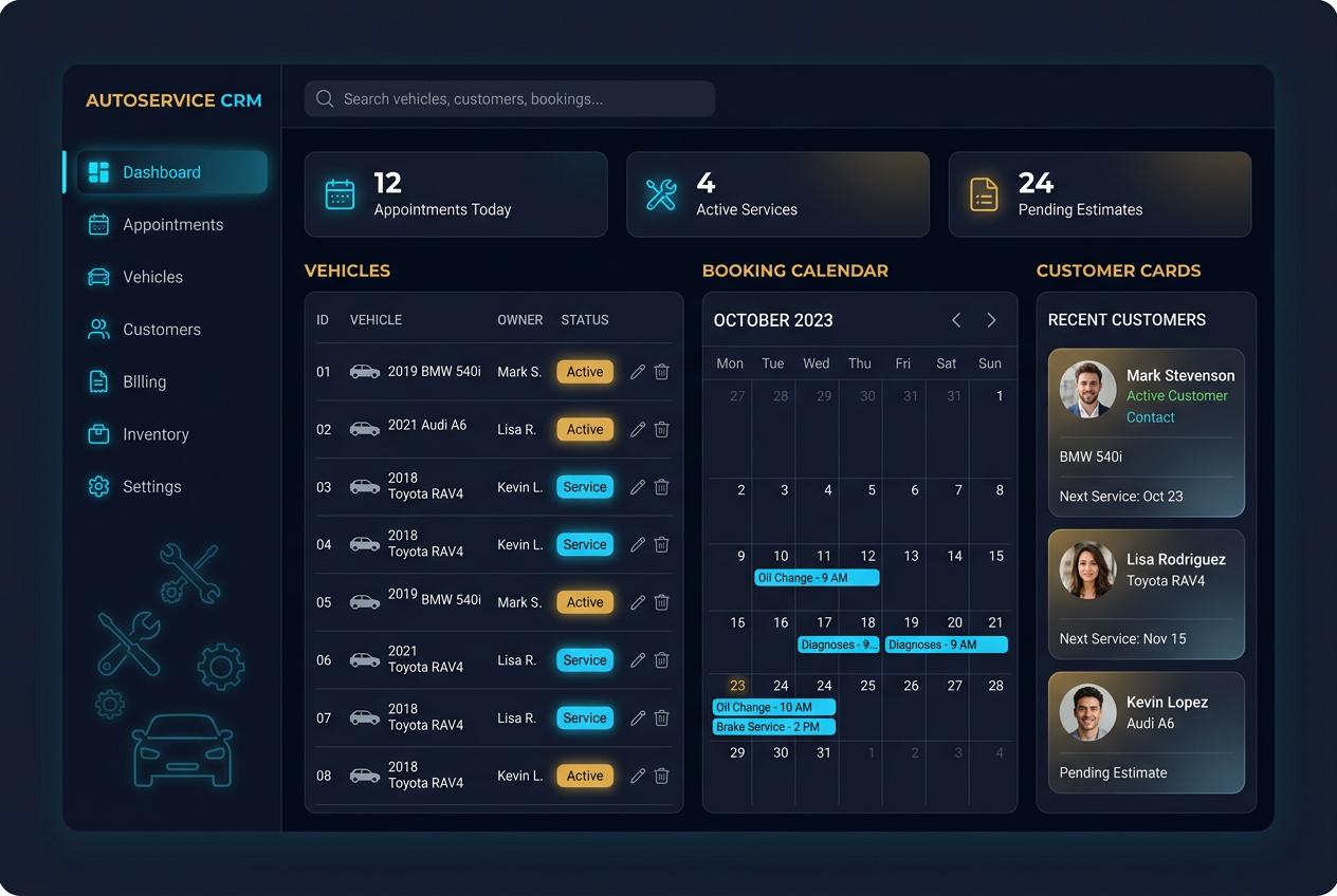 Auto Service Website + Booking CRM